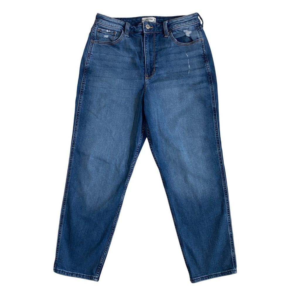 Abercrombie & Fitch The Mom‎ High Rise Jeans Medium Wash Distressed Size 29/8R